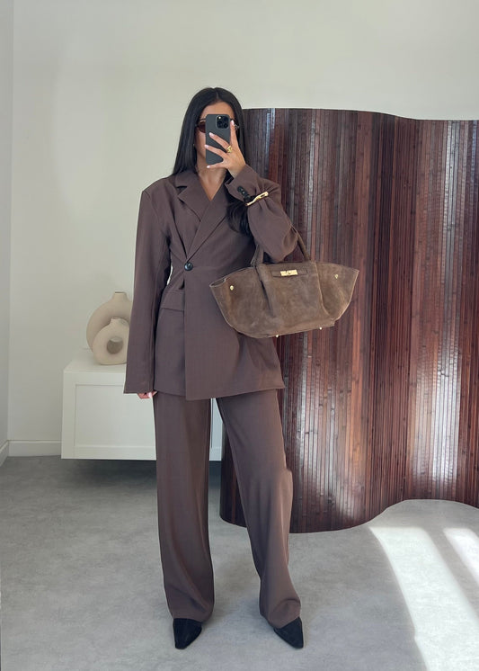 Brown Blazer Pant Set for Women