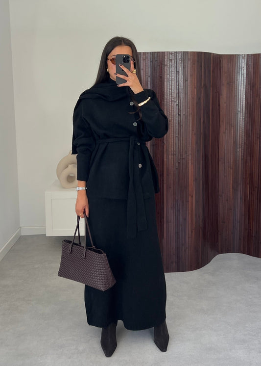 Sweater Skirt Set With Scarf