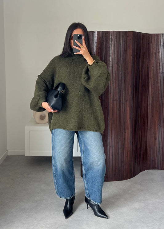 Women's Wool Blend Sweater - Vert Kaki