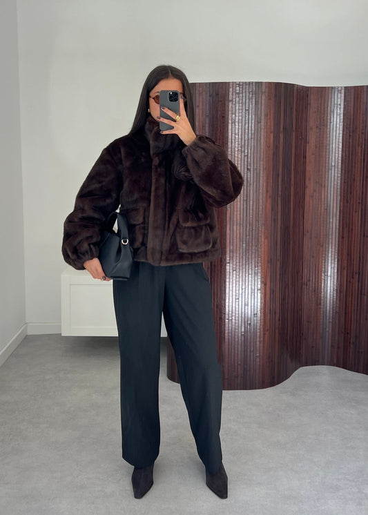 Premium Faux Fur Brown Jacket