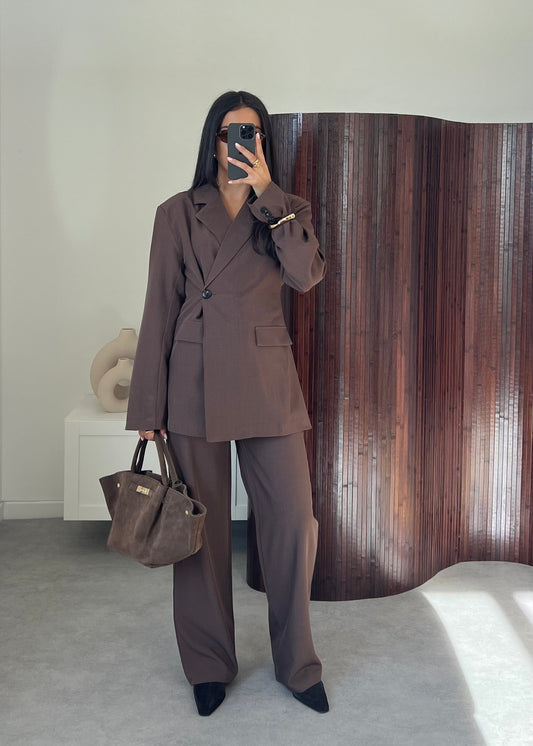 Brown Blazer Pant Set for Women