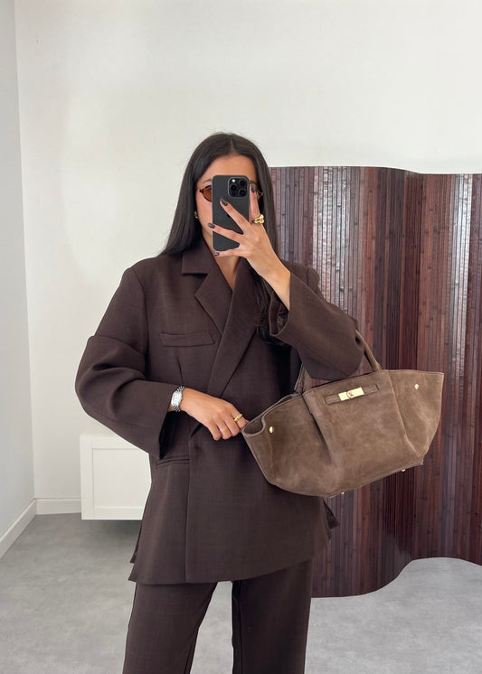 Brown Blazer Pant Set for Women