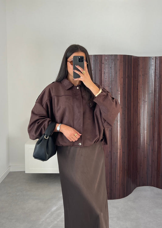 Women's Faux Suede Chocolate Brown Jacket