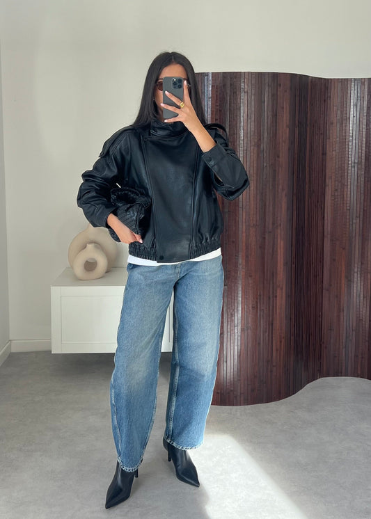 Faux Leather Black Biker Jacket