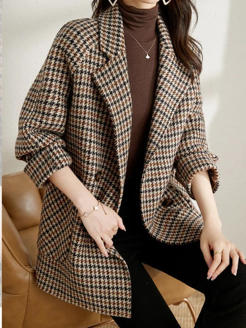 Women's Checkered Jacket - Elegant & Warm - Persephone