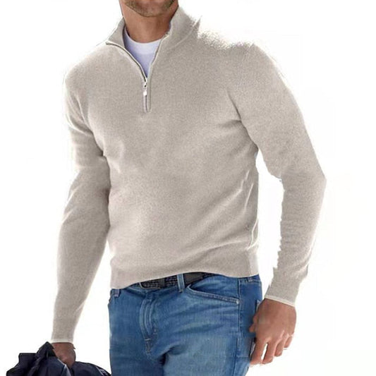 Men's Zip Neck Jumper Long Sleeve - Versatile Style Sweater