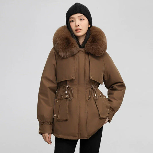 Women's Relaxed Fit Parka - Faux Fur Trim Winter Coat - UrbanChic Brown