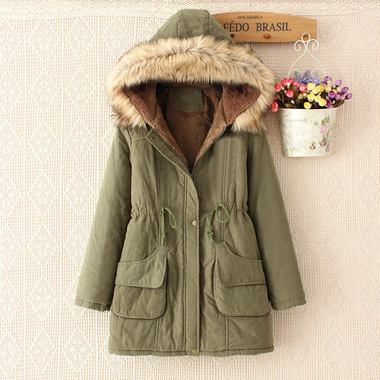Women's Sherpa-Lined Parka - Faux Fur Trim, Slim Fit - WinterCharm Army Green