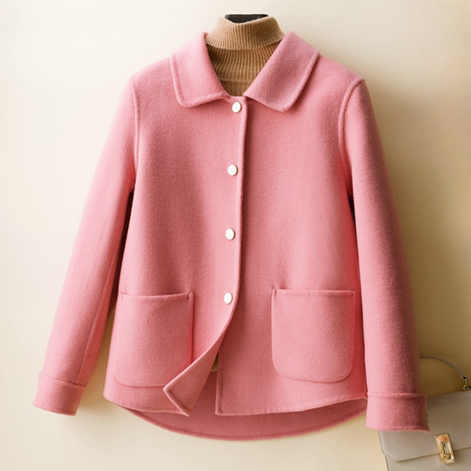 Women's Tailored Wool Coat - Classic Fit, Premium Warmth - WinterGrace Pink