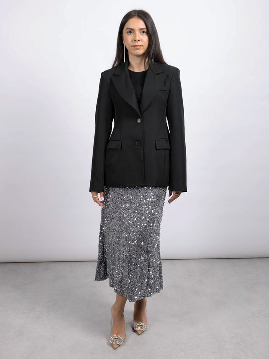 Sequin Mini Skirt - Silver Sparkle Skirt