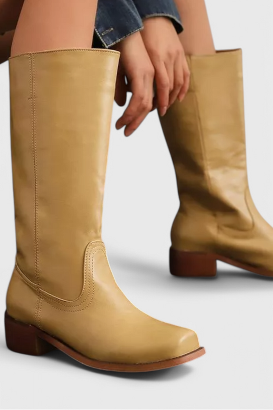 Women's Knee-High Boots with Stacked Heel