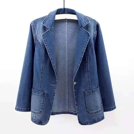 Women's Tailored Denim Blazer Chic Sophistication - DenimEdge