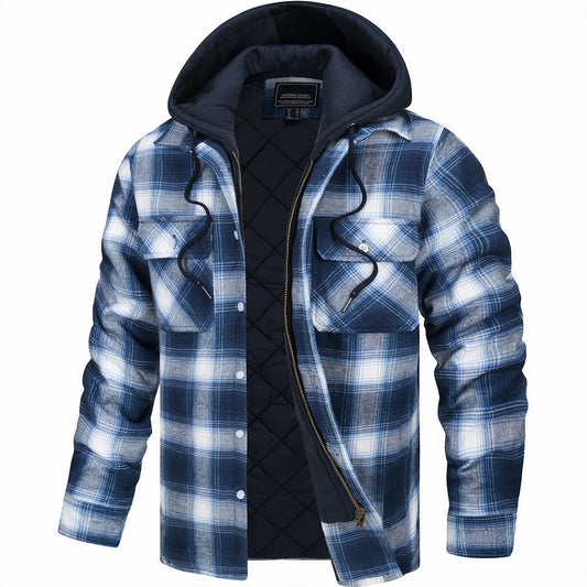 Men's Plaid Bomber Jacket - Quilted Warmth Bomber