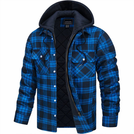 Men's Plaid Bomber Jacket - Quilted Warmth Bomber