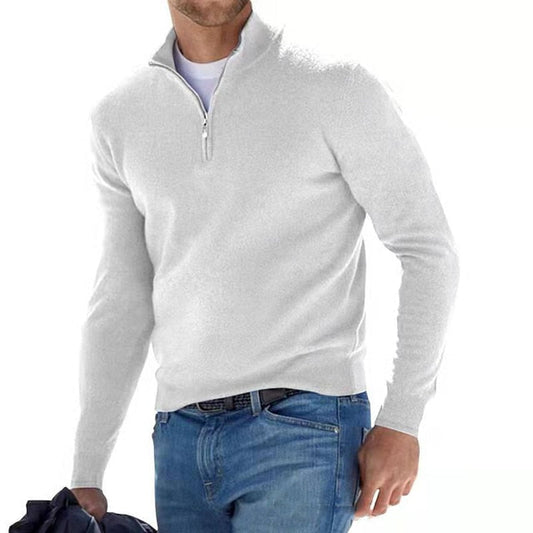 Men's Zip Neck Jumper Long Sleeve - Versatile Style Sweater