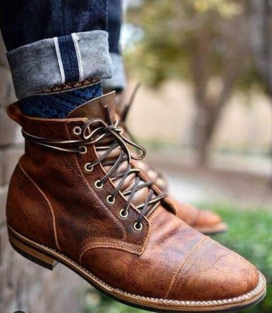 Men's Vintage Work Boots - Classic Appeal All-Day Ease