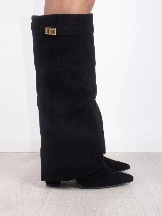 Women Boots - Knee High Flare Top Block Heel - ChicFlare Boots