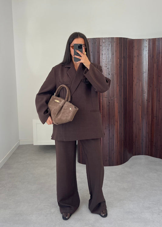 Brown Blazer Pant Set for Women