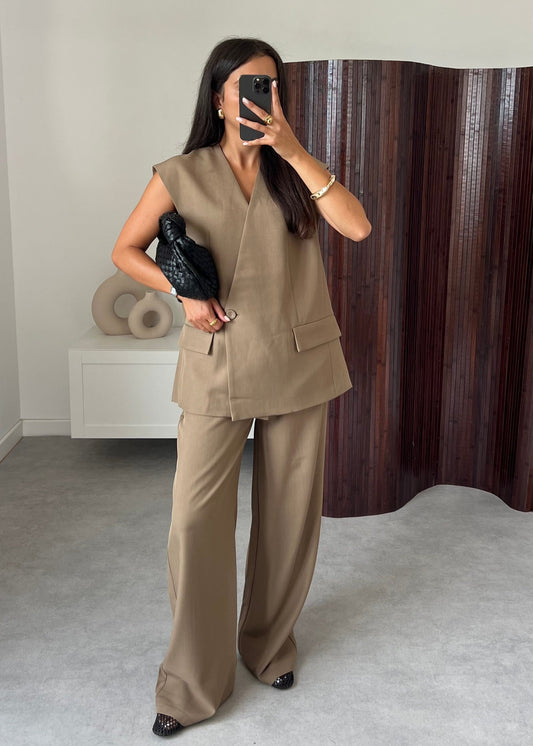 Beige Blazer & Pants Set