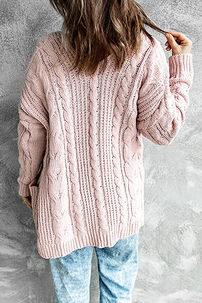 Women's Cable Knit Cardigan with Pockets - Cozy Longline - KnitEase