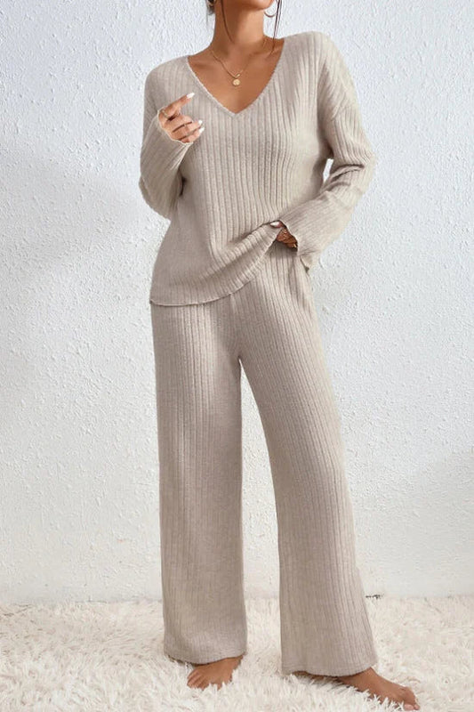Women's Ribbed Loungewear Set 2-Piece - CozyStyle Set