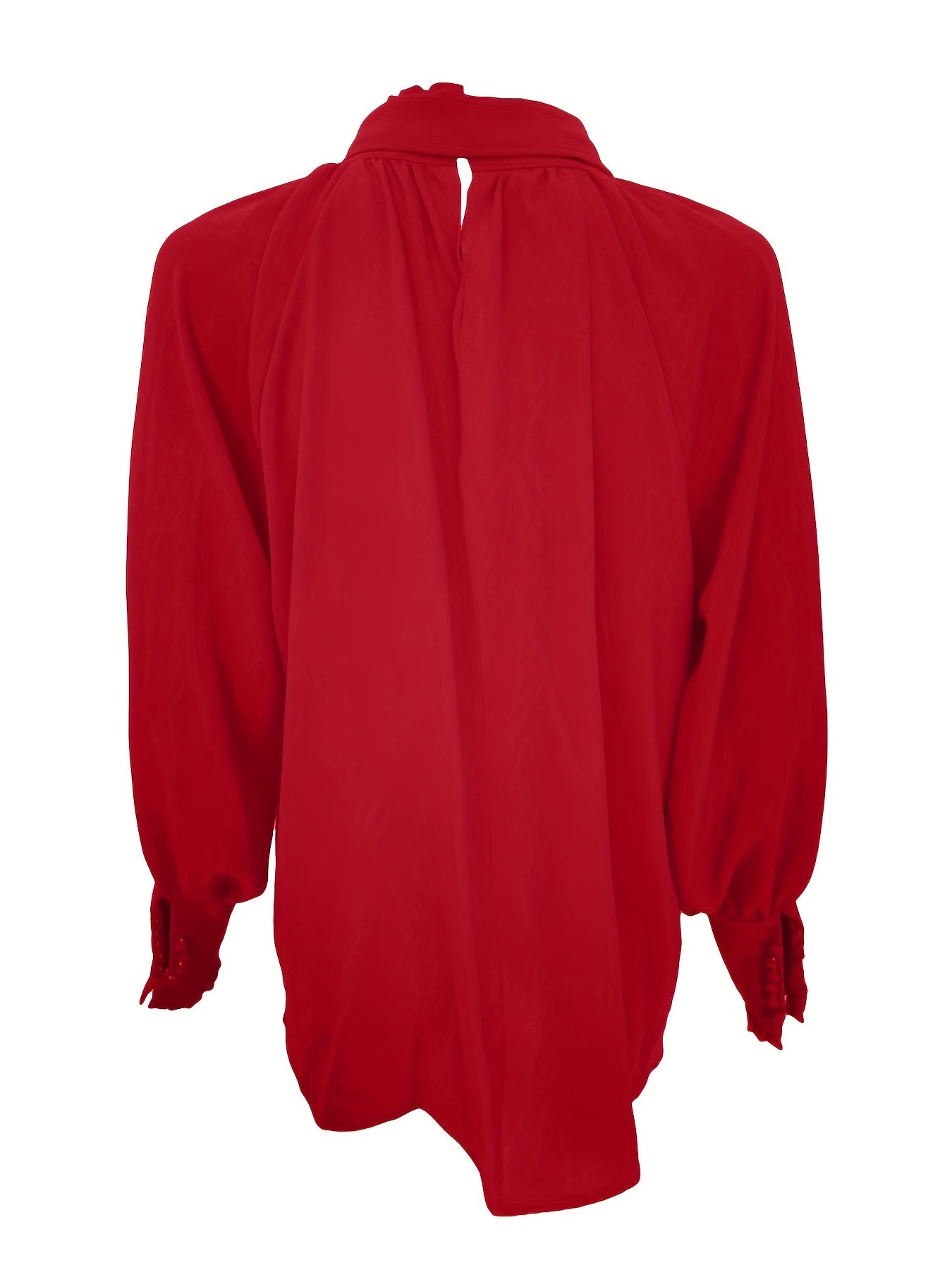 Elegant Tie-Neck Blouse with Puff Sleeves - RuffleChic