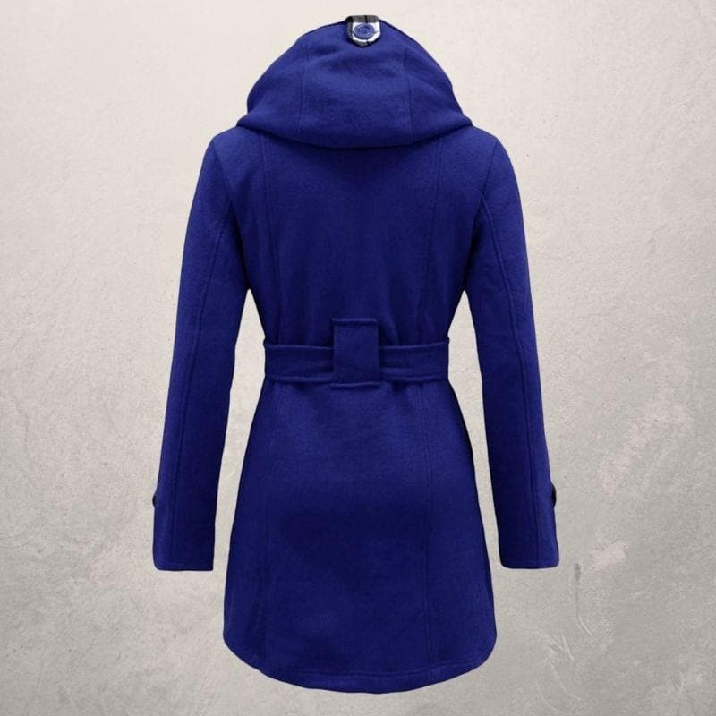 Women's Wool Blend Hooded Coat - Chic Belted Winter Overcoat - WinterGrace