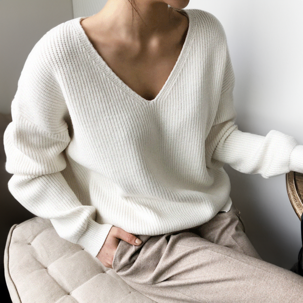 Women's Soft V-Neck Sweater - ComfortKnit