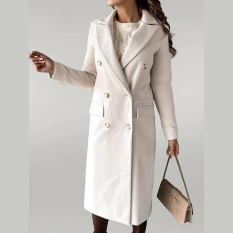 Women's Wool Blend Trench Coat - Elegant Tailored Fit - CityChic Beige