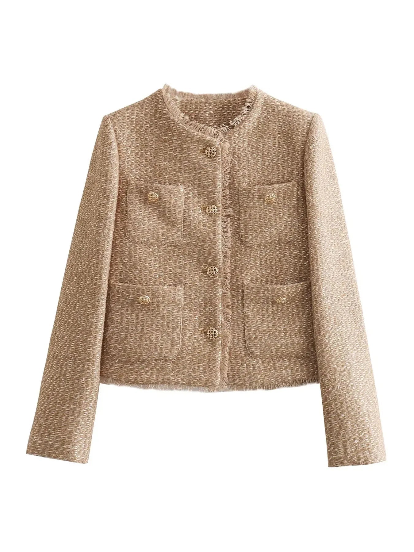 Women's Elegant Tweed Cardigan Jacket - Xiomara