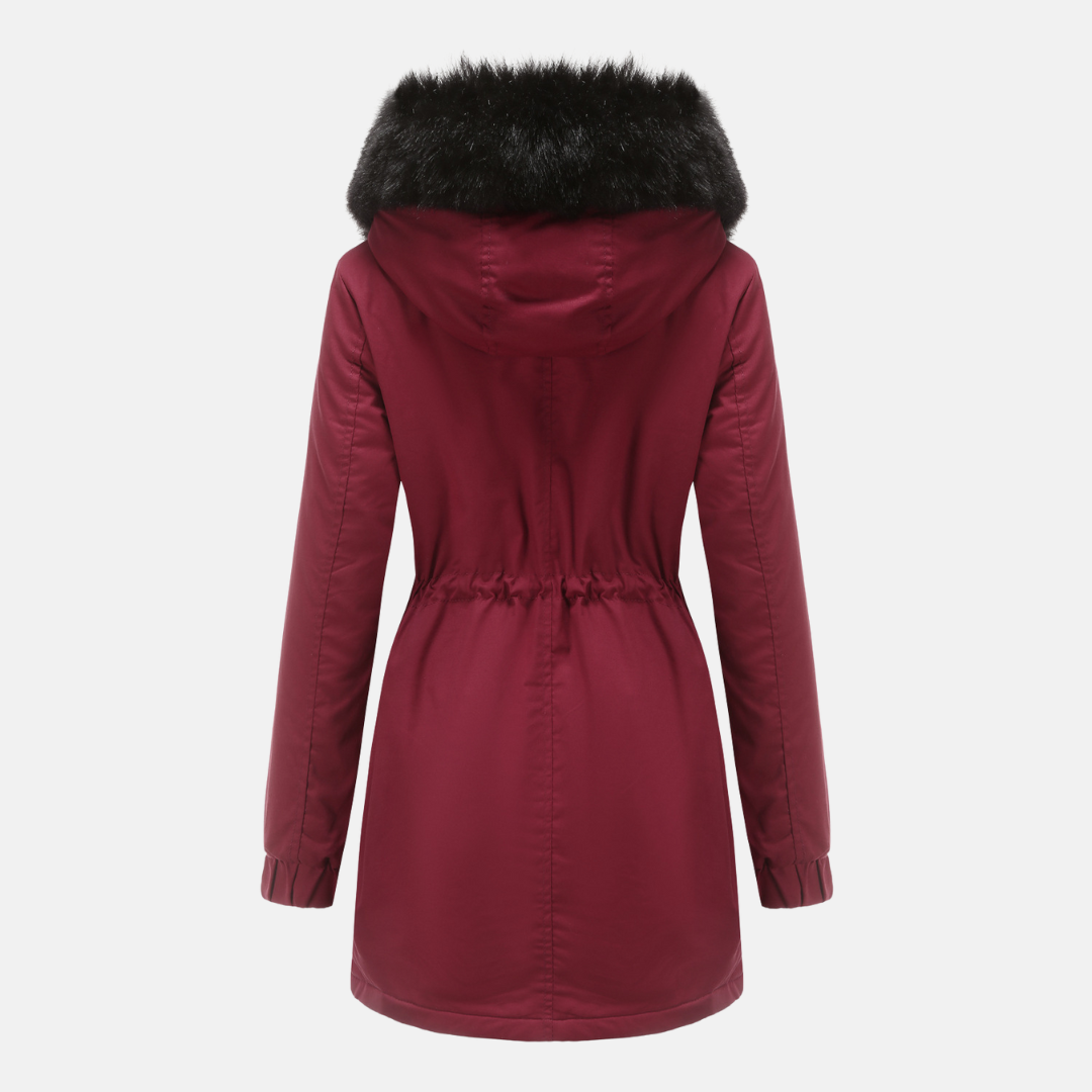 Women's Longline Parka Jacket Faux Fur Hood - WinterCharm