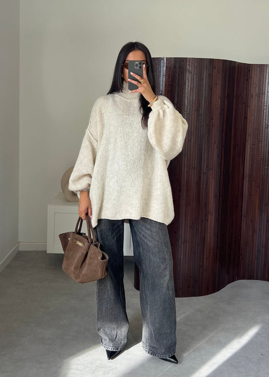 Wool Blend Sweater - Crème