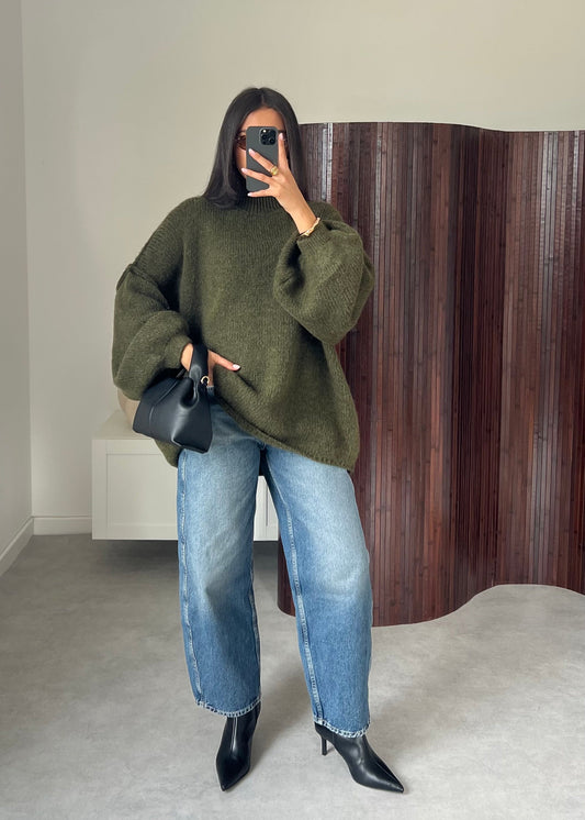 Women's Wool Blend Sweater - Vert Kaki