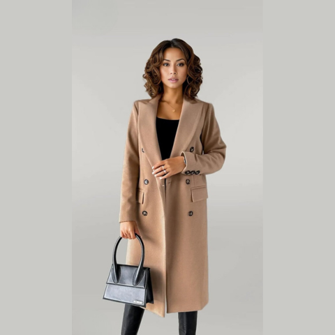 Women's Wool Blend Trench Coat - Elegant Tailored Fit - CityChic Khaki