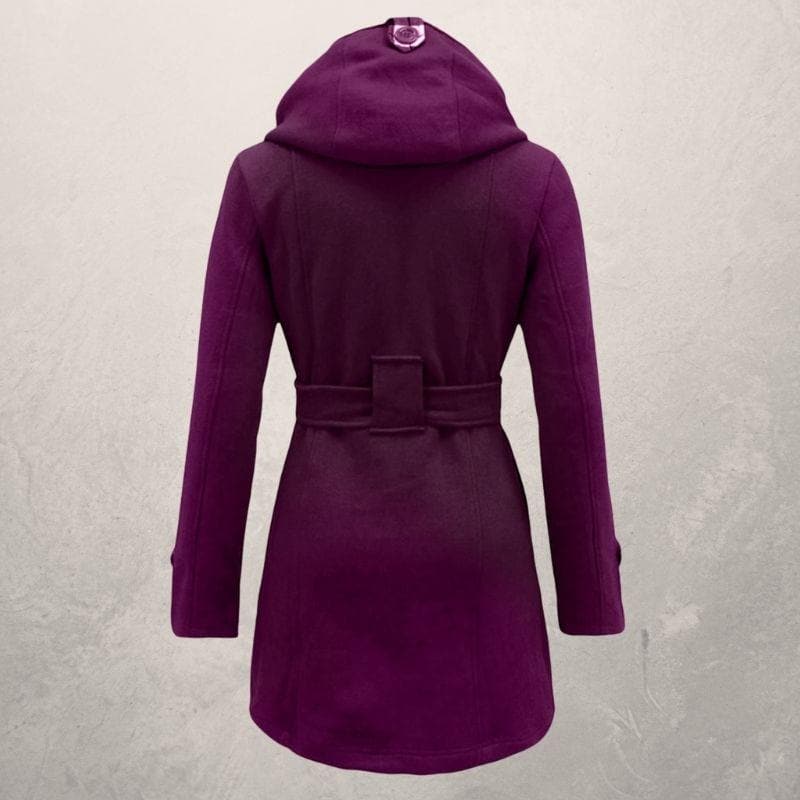 Women's Wool Blend Hooded Coat - Chic Belted Winter Overcoat - WinterGrace