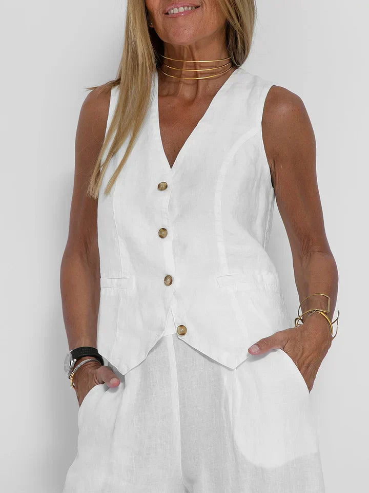 Women's Linen Vest - Tailored Fit, Lightweight & Versatile - Vestify