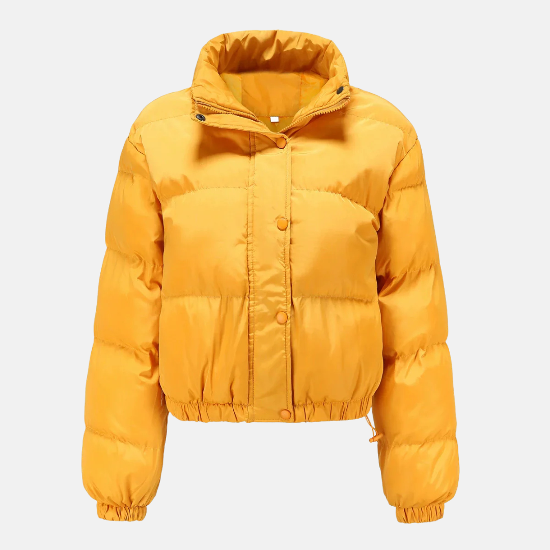 Women's Oversized Cropped Puffer Jacket - UrbanChic Yellow