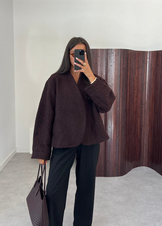 Boucle Brown Wrap Coat