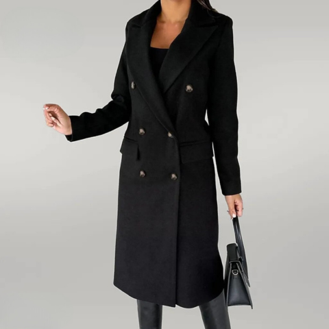 Women's Wool Blend Trench Coat - Elegant Tailored Fit - CityChic