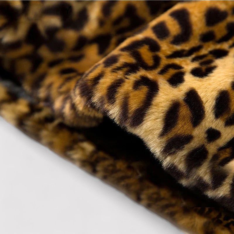 Women's Leopard Print Faux Fur Coat - WildGlam