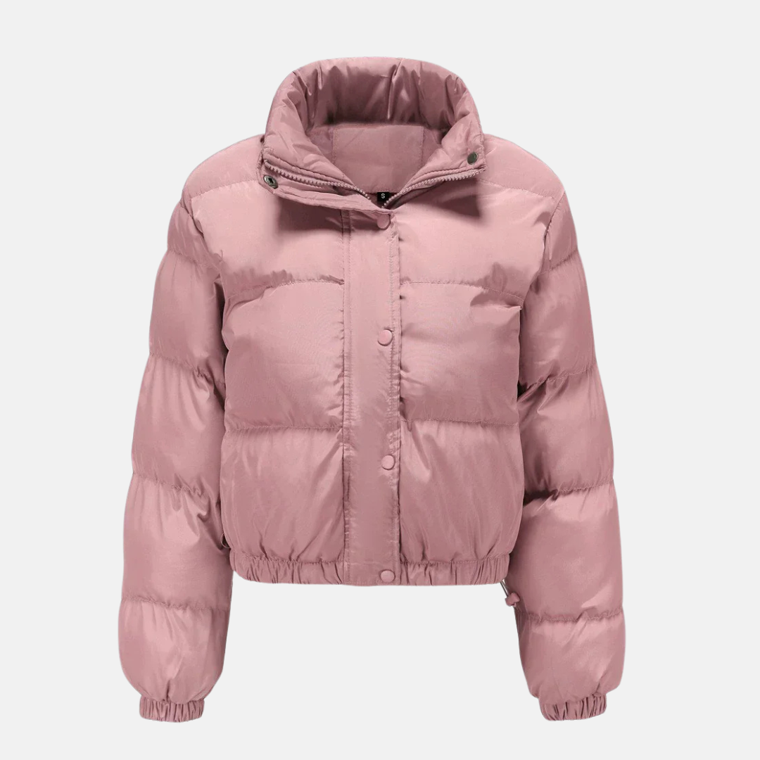 Women's Oversized Cropped Puffer Jacket - UrbanChic Pink