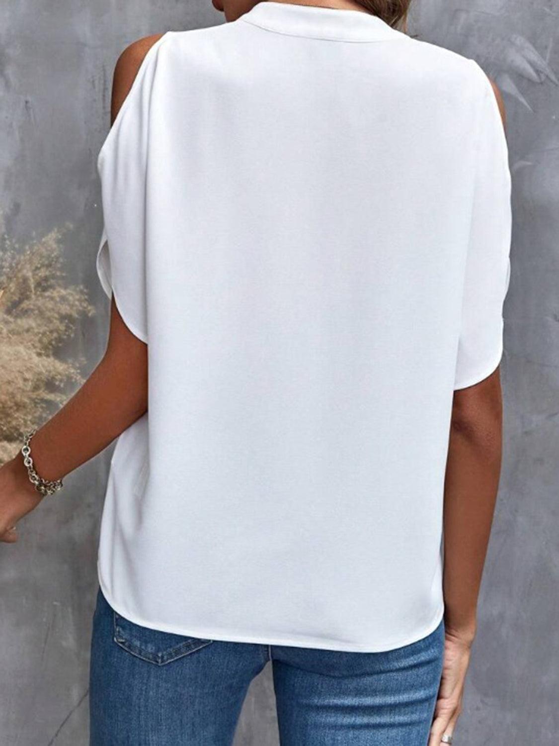 Elegant Off-Shoulder Blouse for Women - Effortless Chic, Half Sleeve - BellaTop