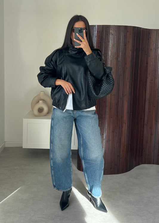 Faux Leather Black Biker Jacket