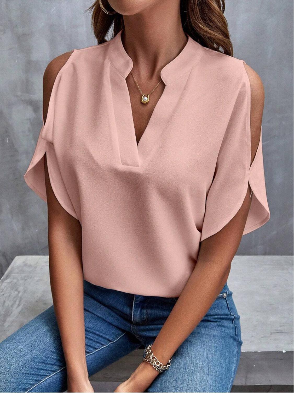 Elegant Off-Shoulder Blouse for Women - Effortless Chic, Half Sleeve - BellaTop