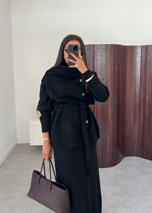 Sweater Skirt Set With Scarf