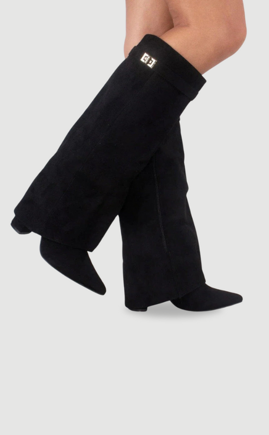Women Boots - Knee High Flare Top Block Heel - ChicFlare Boots