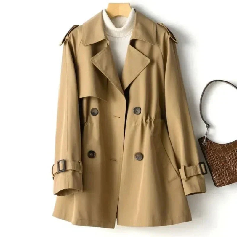 Women's Double-Breasted Belted Trench Coat - CityChic Brown
