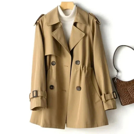 Women's Double-Breasted Belted Trench Coat - CityChic Brown