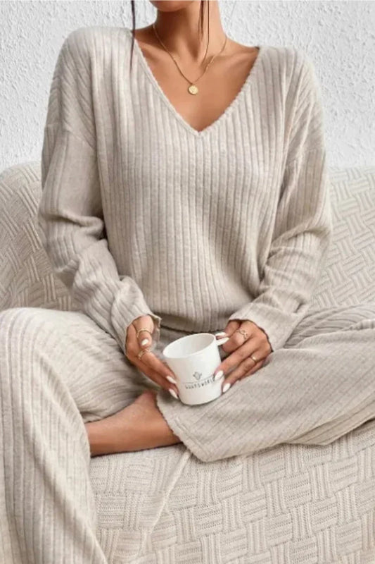 Women's Ribbed Loungewear Set 2-Piece - CozyStyle Set