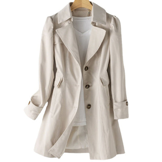 Women's Tailored Trench Coat - Classic Single-Breasted Design - CityChic Ivory